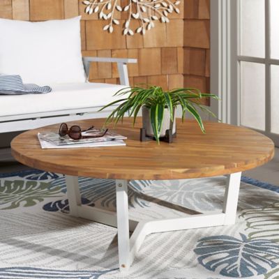 Image showing  Leo Round Coffee Table 3 Legs, Natural and White, PAT7319A