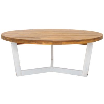 Image showing  Leo Round Coffee Table 3 Legs, Natural and White, PAT7319A