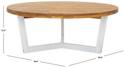 Image showing  Leo Round Coffee Table 3 Legs, Natural and White, PAT7319A