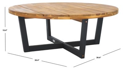 Image showing  Leo Round Coffee Table 4 Legs, Natural and Black, PAT7320B