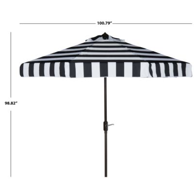 Image showing 2 th Safavieh 9 ft. Elsa Fashion Line Umbrella, Black/White