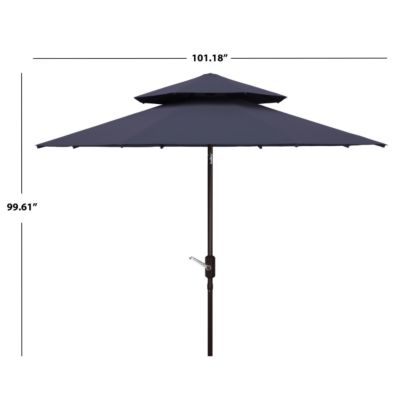 Image showing  Athens 9 ft. Double Top Umbrella, Navy, White, PAT8207A