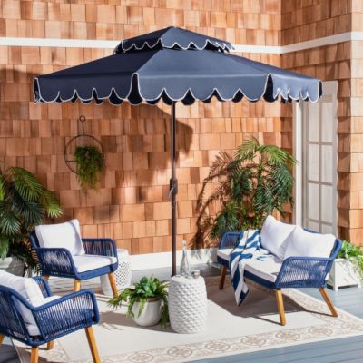 Image showing  9 ft. Venice Double-Top Umbrella, Navy/White