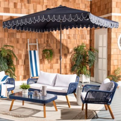 Image showing  6.5 ft. x 10 ft. Elegant Rectangular Umbrella, Navy/White