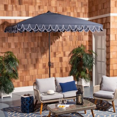 Image showing  7.5 ft. Elegant Square Umbrella, Navy/White