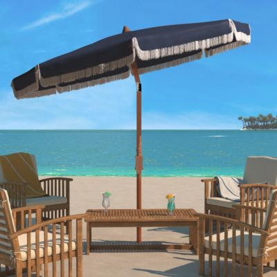 Image showing  6.5 ft. Estonia Fringe Beach Umbrella, Navy