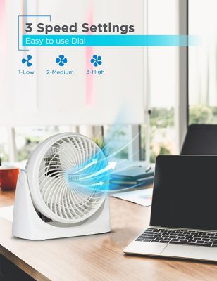 Image showing  Turbo Desk Fan - Electric Portable 7 Inch Table Fan with Adjustable Tilt, White