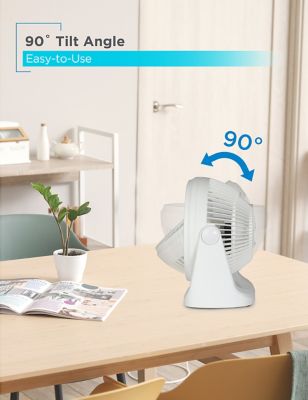 Image showing  Turbo Desk Fan - Electric Portable 7 Inch Table Fan with Adjustable Tilt, White