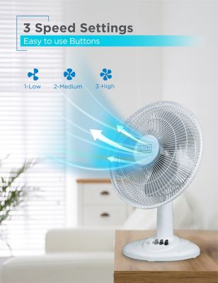 Image showing  Desk Fan for Home and Office, 12 in. Fan with 3 Speed Settings, Oscillating Portable Fan
