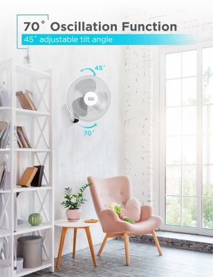 Image showing  16 in. Wall Fan with Remote Control, Oscillating Fan with 3 Speed Settings