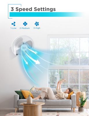 Image showing  16 in. Wall Fan with Remote Control, Oscillating Fan with 3 Speed Settings