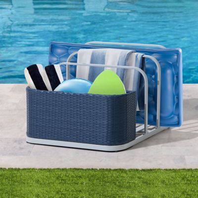 Image showing  8.3 sq. ft. Rust-Proof Aluminum Pool Float Storage Rack, 35 in., Navy