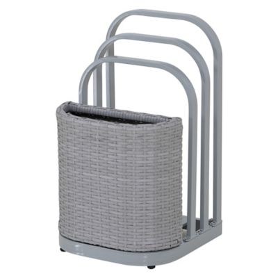 Sunjoy Rust-proof Aluminum Pool Float Storage Rack, 16-Inch Wicker,Grey