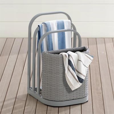 Image showing  Rust-proof Aluminum Pool Float Storage Rack, 16 in. Wicker, Grey