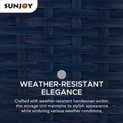 Image showing 6 th Sunjoy Rust-proof Aluminum Pool Float Storage Rack, 16 in. Wicker, Navy Blue