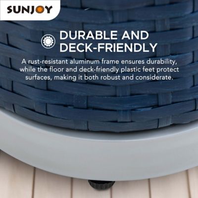 Image showing 7 th Sunjoy Rust-proof Aluminum Pool Float Storage Rack, 16 in. Wicker, Navy Blue