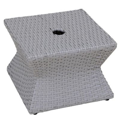 Sunjoy Poolside Wicker Hole 16-Inch Square Combination Umbrella Stand Side Table