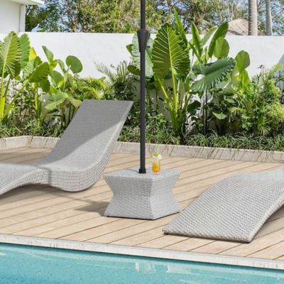 Image showing  Poolside Wicker Hole 16-Inch Square Combination Umbrella Stand Side Table