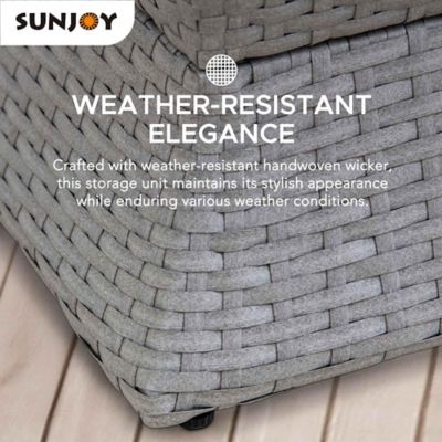 Image showing  Poolside Wicker Hole 16-Inch Square Combination Umbrella Stand Side Table