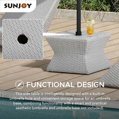 Image showing  Poolside Wicker Hole 16-Inch Square Combination Umbrella Stand Side Table