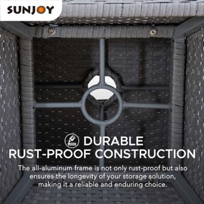 Image showing 6 th Sunjoy Poolside Wicker Hole 16 in. Square Combination Umbrella Stand Side Table