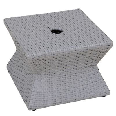 Image showing 7 th Sunjoy Poolside Wicker Hole 16 in. Square Combination Umbrella Stand Side Table
