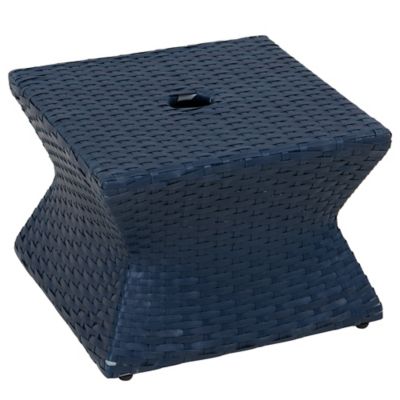 Sunjoy Poolside Wicker Hole 16-Inch Square Combination Umbrella Stand Side Table