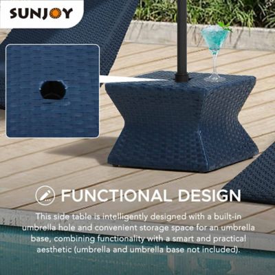 Image showing  Poolside Wicker Hole 16-Inch Square Combination Umbrella Stand Side Table
