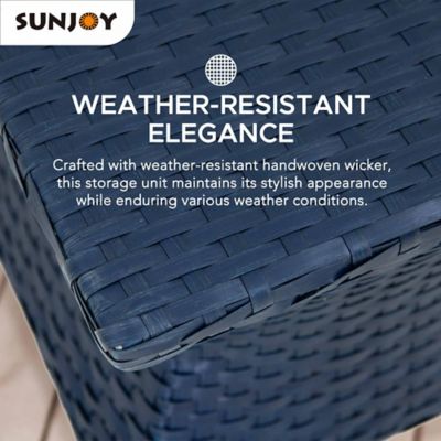 Image showing  Poolside Wicker Hole 16-Inch Square Combination Umbrella Stand Side Table