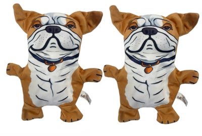 Piggy Poo and Crew Bulldog Crinkle Squeaker Toy, 2 Pack
