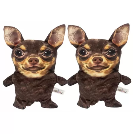 Piggy Poo and Crew - Chihuahua - Crinkle Squeaky Toy 2 Pack Dog Plush Toys