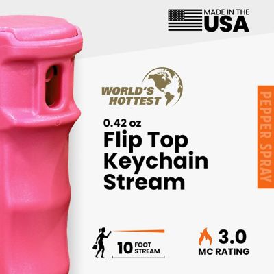 Image showing  Pink Keychain Pepper Spray Stream with the World's Hottest Formula