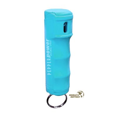 Pepper Power Teal Keychain Pepper Spray Stream with the World's Hottest Formula