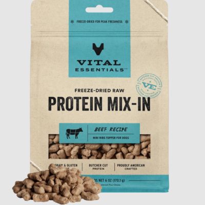 Image showing 5 th Vital Essentials Freeze-Dried Raw Protein Mix-In Beef Recipe Mini Nibs Topper for Dogs, 6 oz