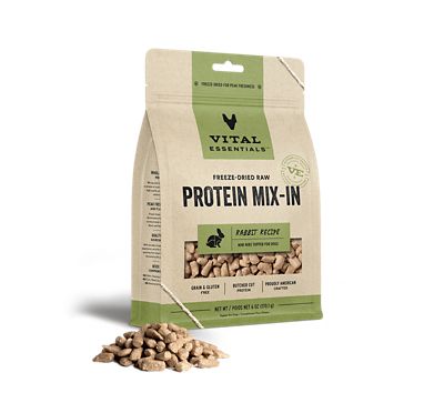 Vital Essentials Freeze-Dried Raw Protein Mix-In Rabbit Recipe Mini Nibs Topper for Dogs, 6 oz