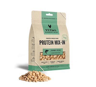 Vital Essentials Freeze-Dried Raw Protein Mix-In Salmon Recipe Mini Nibs Topper for Dogs, 6 oz
