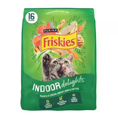 Friskies Purina Adult Indoor Delights Chicken Beef Salmon Cheese and Vegetable Recipe Dry Cat Food 16 lb Bag Dry Cat Food