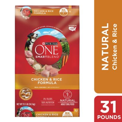 Purina ONE SmartBlend Chicken & Rice Formula Natural Dry Dog Food With Purina ONE Natural Dry Dog Food; SmartBlend Chicken & Rice, the dogs will eat this food without any wet can food add