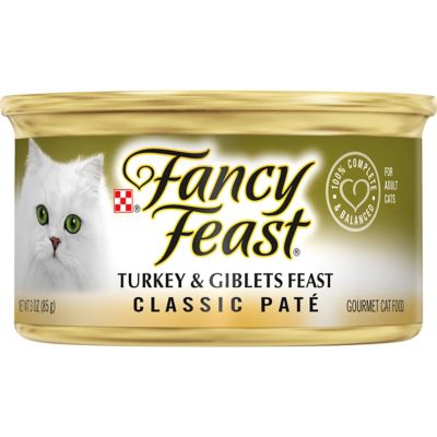 Fancy Feast All Life Stages Grain-Free Turkey and Giblets Feast Pate Wet Cat Food, 3 oz. Can