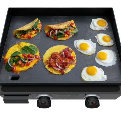 Image showing  2-Burner Tabletop Propane Gas Flat Top Grill and Griddle, 350 sq. in., Black