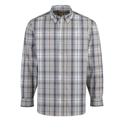 Blue Mountain Men's Stretch Poplin Long Sleeve Button-Down Shirt