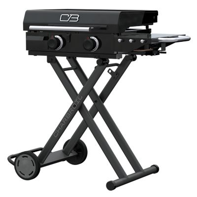 Image showing  2-Burner Propane Gas Scissor Cart Flat Top Grill and Griddle, 350 sq. in., Black