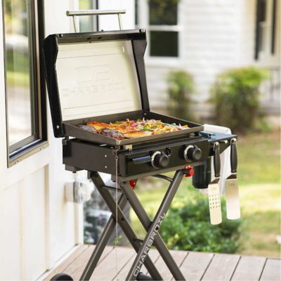 Image showing  2-Burner Propane Gas Scissor Cart Flat Top Grill and Griddle, 350 sq. in., Black