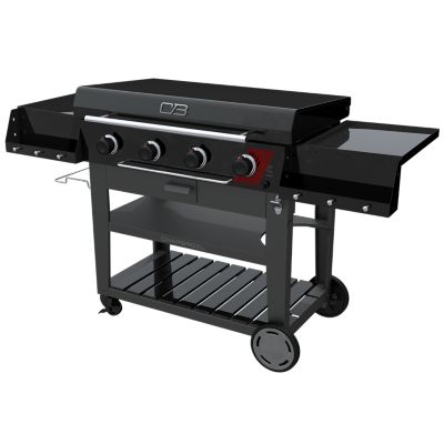 Image showing  4-Burner Deluxe Propane Gas Cart Flat Top Grill and Griddle, 700 sq. in., Black