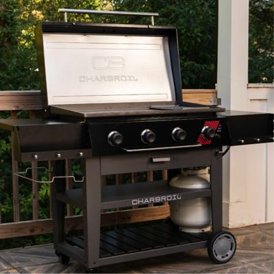 Image showing  4-Burner Deluxe Propane Gas Cart Flat Top Grill and Griddle, 700 sq. in., Black