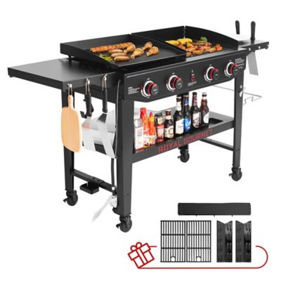 Royal Gourmet Propane Gas Grill and Griddle Combo, 4-Burner Event Combo Grill with An Extra Set of Grilling Gear GD405A