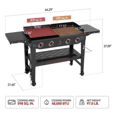 Image showing  4-Burner Propane Gas Grill and Griddle, Black