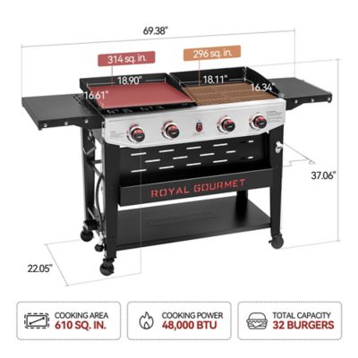 Image showing  4-Burner Premium Propane Gas Grill and Griddle, 610 sq. in., Black