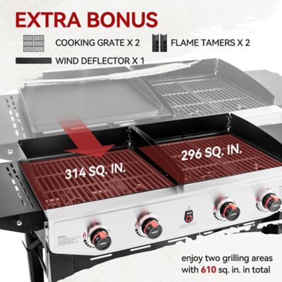 Image showing 8 th Royal Gourmet 4-Burner Premium Propane Gas Grill and Griddle, 610 sq. in., Black