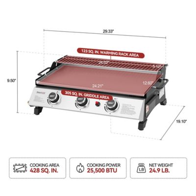 Image showing  3-Burner 24 in. Propane Gas Portable Stainless Steel Griddle with Cover, 25,500 BTU